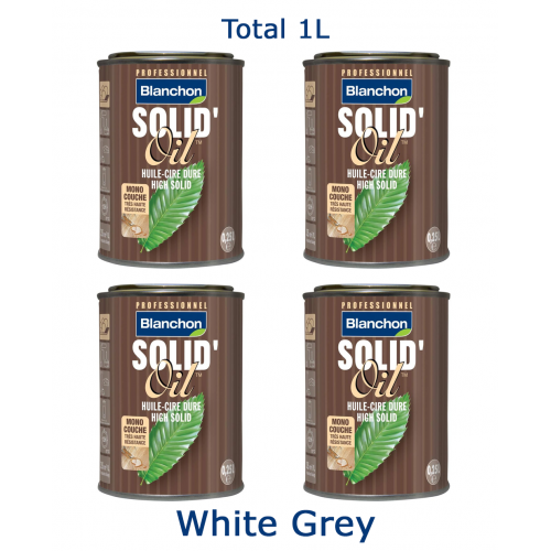 Blanchon SOLID'OIL 1 ltr (four 0.25 ltr sample cans) WHITE GREY  03102885 (BL)